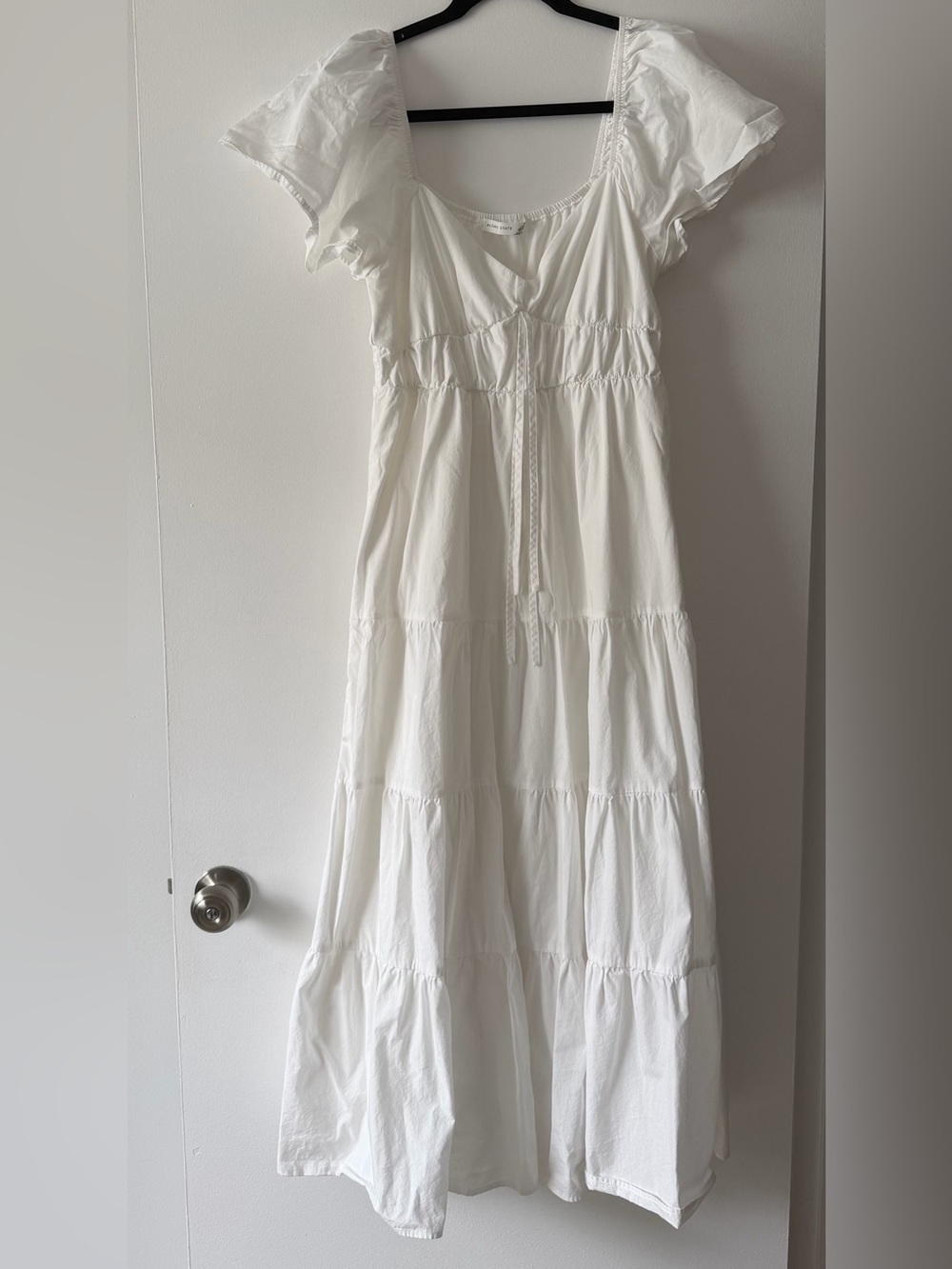 Altar'd State White Tiered Maxi Dress with Flutter Sleeves - Picture 2 of 6